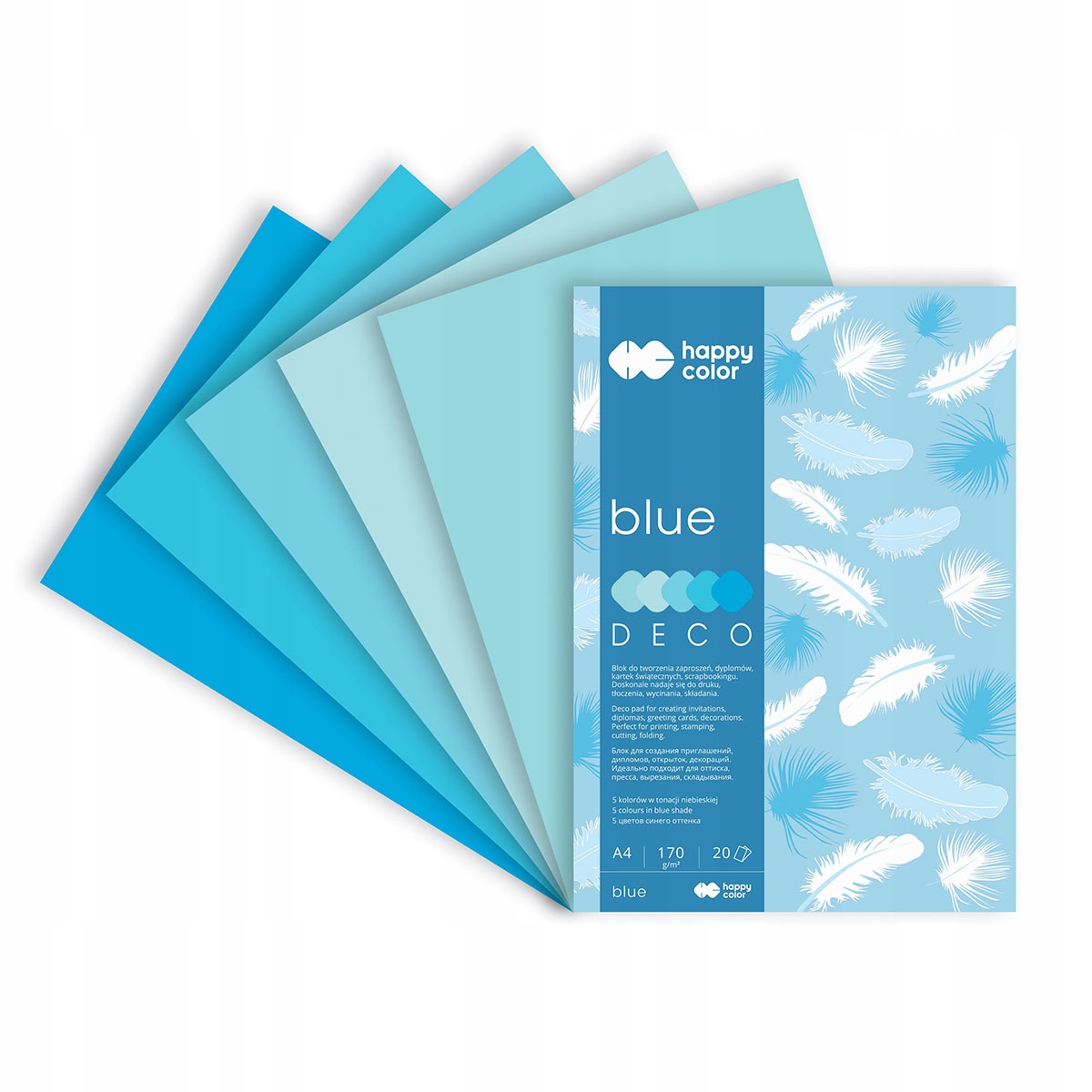 Blok DECO BLUE HAPPY COLOR A4 20ark.170g 5 ko lorów HA 3717 2030-032
